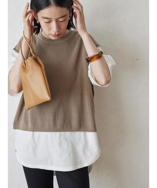 AMERICAN HOLIC（アメリカンホリック）の「SET ニットベスト+カットプルオーバー（Tシャツ/カットソー・レディース・グリーン/ベージュ/チャコールグレー・M/L）」の7枚目の写真