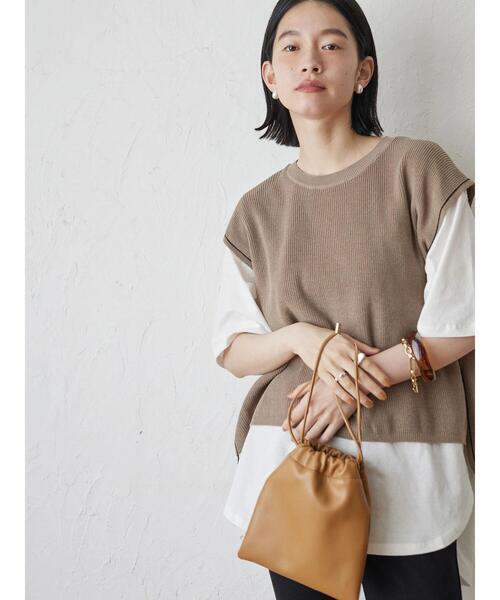 AMERICAN HOLIC（アメリカンホリック）の「SET ニットベスト+カットプルオーバー（Tシャツ/カットソー・レディース・グリーン/ベージュ/チャコールグレー・M/L）」の11枚目の写真