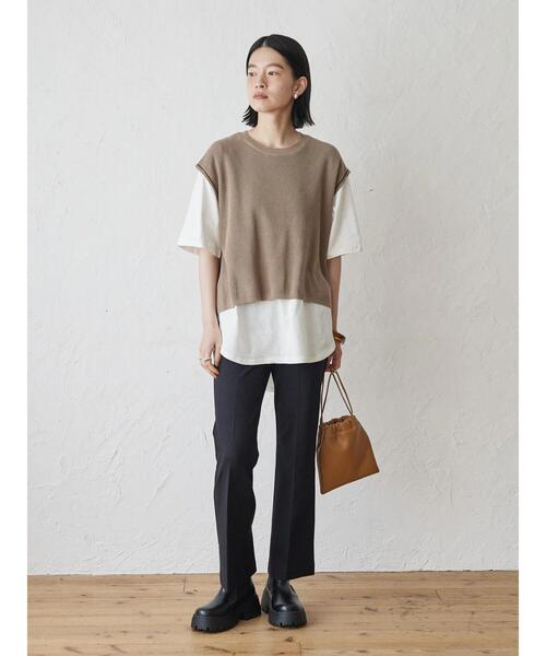 AMERICAN HOLIC（アメリカンホリック）の「SET ニットベスト+カットプルオーバー（Tシャツ/カットソー・レディース・グリーン/ベージュ/チャコールグレー・M/L）」の13枚目の写真