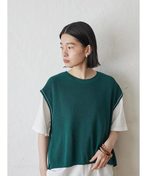 AMERICAN HOLIC（アメリカンホリック）の「SET ニットベスト+カットプルオーバー（Tシャツ/カットソー・レディース・グリーン/ベージュ/チャコールグレー・M/L）」の16枚目の写真