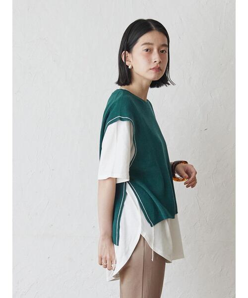 AMERICAN HOLIC（アメリカンホリック）の「SET ニットベスト+カットプルオーバー（Tシャツ/カットソー・レディース・グリーン/ベージュ/チャコールグレー・M/L）」の17枚目の写真