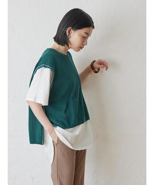 AMERICAN HOLIC（アメリカンホリック）の「SET ニットベスト+カットプルオーバー（Tシャツ/カットソー・レディース・グリーン/ベージュ/チャコールグレー・M/L）」の18枚目の写真