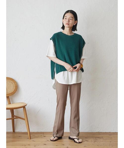 AMERICAN HOLIC（アメリカンホリック）の「SET ニットベスト+カットプルオーバー（Tシャツ/カットソー・レディース・グリーン/ベージュ/チャコールグレー・M/L）」の22枚目の写真