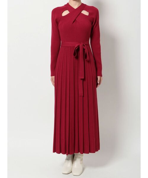 MERCURYDUO（マーキュリーデュオ）の「2WAYスリットフレアニットワンピース（ワンピース・レディース・ブラック/ベージュ/レッド・SMALL/MEDIUM）」の13枚目の写真