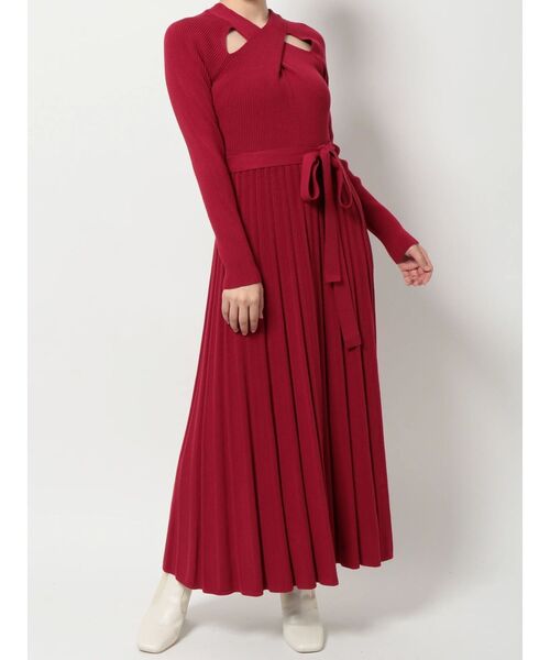 MERCURYDUO（マーキュリーデュオ）の「2WAYスリットフレアニットワンピース（ワンピース・レディース・ブラック/ベージュ/レッド・SMALL/MEDIUM）」の14枚目の写真