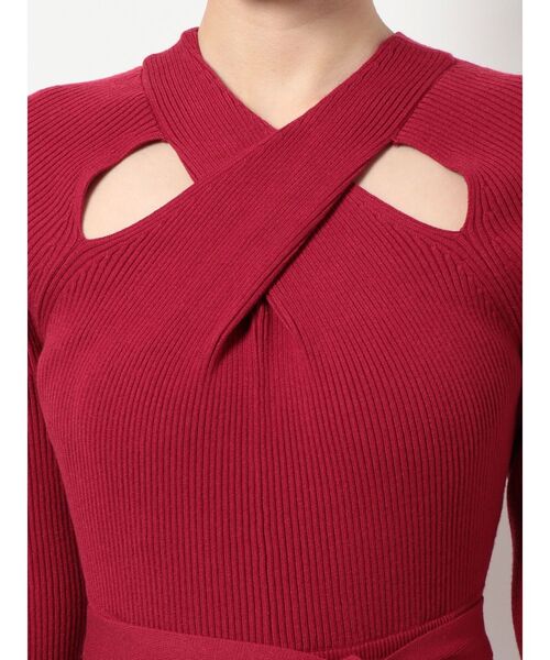 MERCURYDUO（マーキュリーデュオ）の「2WAYスリットフレアニットワンピース（ワンピース・レディース・ブラック/ベージュ/レッド・SMALL/MEDIUM）」の5枚目の写真