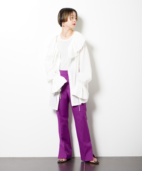 CITYSHOP - CITYSHOP ♡ CHIRIMEN TYPEWRITER ブラウス　ブラック CITYSHOP（シティーショップ）の「CHIRIMEN TYPEWRITER ブラウス