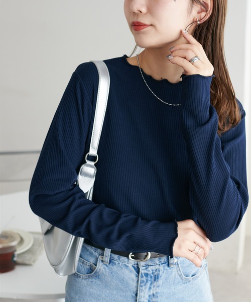 DISCOAT（ディスコート）の「≪新色追加！≫【WEB限定】前後2WAYリブメローロングスリーブ（Tシャツ/カットソー・レディース・ブラック/オフホワイト/アイボリー/グリーン系その他/ライトグレー/クリア/ホワイト系その他/ブルー系その他/グリーン系その他2/ブラック系その他2/ブラック系その他/キャメル/グレイッシュベージュ/ブラウン/ベージュ/ピンク/ブラウン系その他/グレー系その他/ネイビー/カーキ/サンドベージュ/モカ/ピンク系その他/ブラウン系その他2・FREE）」の19枚目の写真