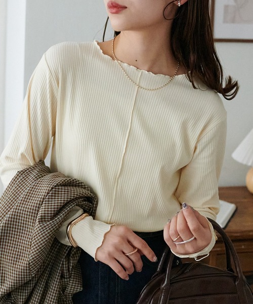 ≪新色追加！≫【WEB限定】前後2WAYリブメローロングスリーブ（T