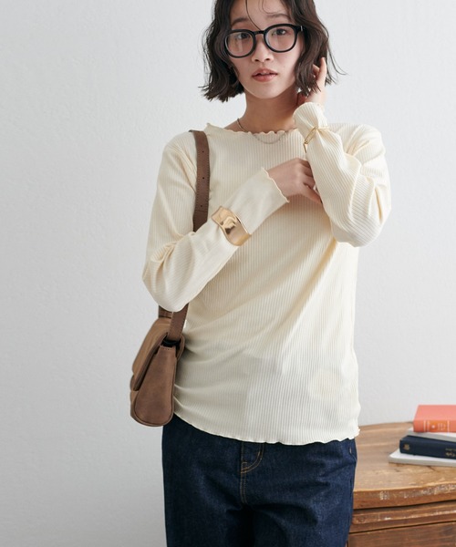 セール】≪新色追加！≫【WEB限定】前後2WAYリブメローロングスリーブ