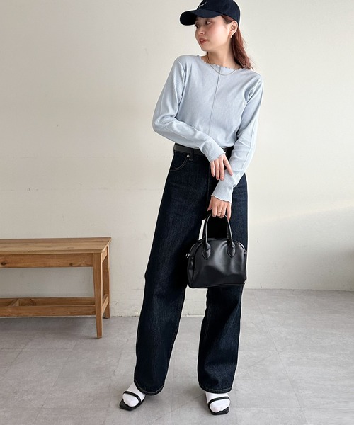 ≪新色追加！≫【WEB限定】前後2WAYリブメローロングスリーブ（Tシャツ