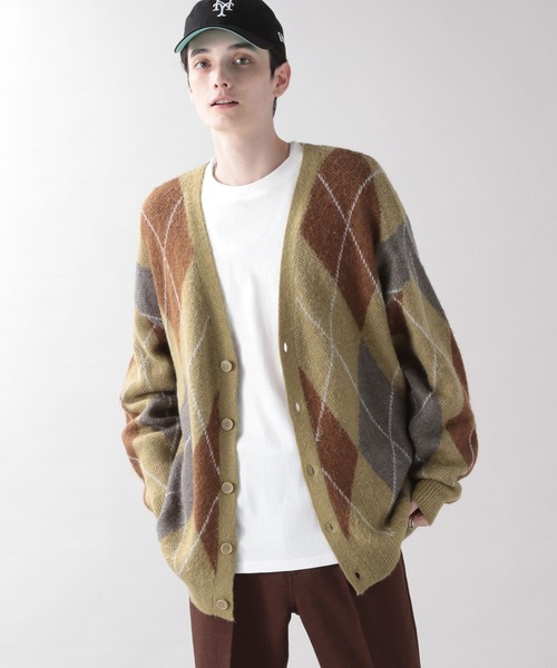 RAGEBLUE（レイジブルー）の「モヘヤアーガイル柄シャギーニットカーディガン（カーディガン/ボレロ・メンズ・ダークグリーン/ブルー/ライトブルー/パープル/イエロー・MEDIUM/LARGE）」の8枚目の写真