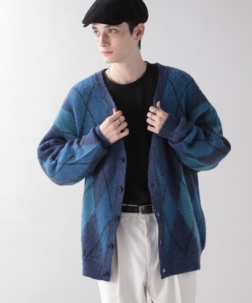 RAGEBLUE（レイジブルー）の「モヘヤアーガイル柄シャギーニット