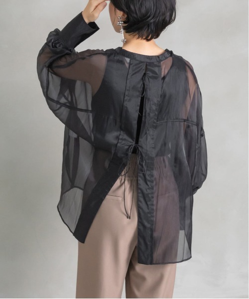 RANDA（ランダ）の「バックリボンシアーシャツ（シャツ/ブラウス・レディース・ブラック/ブラウン/オレンジ・FREE）」の5枚目の写真