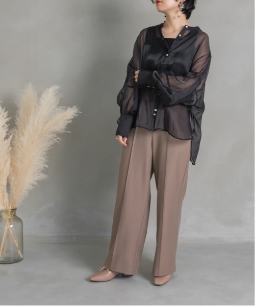 RANDA（ランダ）の「バックリボンシアーシャツ（シャツ/ブラウス・レディース・ブラック/ブラウン/オレンジ・FREE）」の6枚目の写真