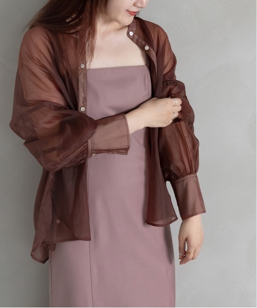 RANDA（ランダ）の「バックリボンシアーシャツ（シャツ/ブラウス・レディース・ブラック/ブラウン/オレンジ・FREE）」の7枚目の写真