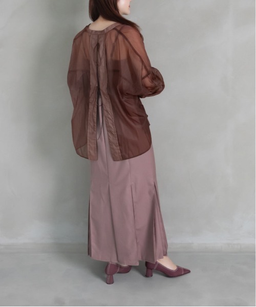 RANDA（ランダ）の「バックリボンシアーシャツ（シャツ/ブラウス・レディース・ブラック/ブラウン/オレンジ・FREE）」の8枚目の写真