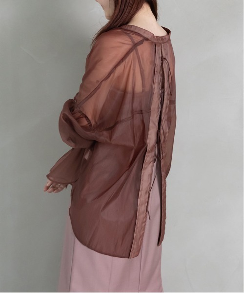 RANDA（ランダ）の「バックリボンシアーシャツ（シャツ/ブラウス・レディース・ブラック/ブラウン/オレンジ・FREE）」の9枚目の写真