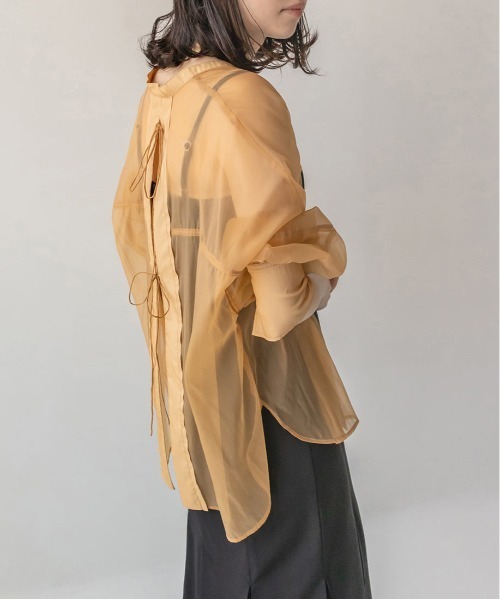 RANDA（ランダ）の「バックリボンシアーシャツ（シャツ/ブラウス・レディース・ブラック/ブラウン/オレンジ・FREE）」の10枚目の写真