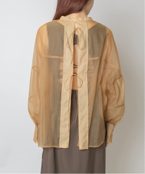 RANDA（ランダ）の「バックリボンシアーシャツ（シャツ/ブラウス・レディース・ブラック/ブラウン/オレンジ・FREE）」の15枚目の写真