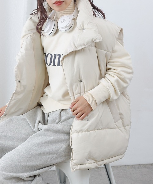 COLONY 2139（コロニートゥーワンスリーナイン）の「ファイバーダウンビッグベスト（ダウンベスト・レディース・ブラック/アイボリー・FREE）」の10枚目の写真