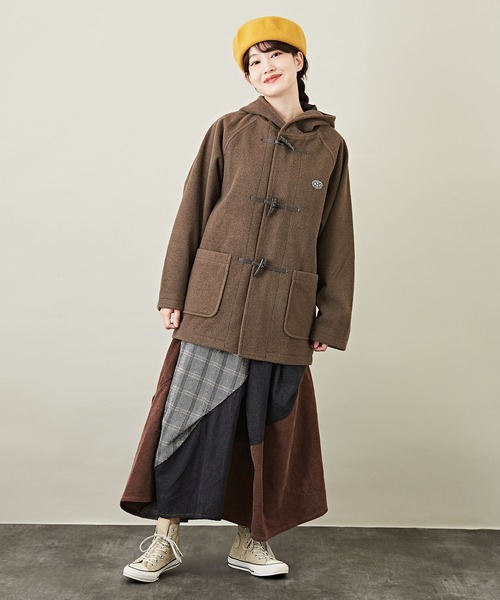 CUBE SUGAR（キューブシュガー）の「無地ウールフィールラグランスリーブフードジャケット（ダッフルコート・レディース・オレンジ/カラフル/ブラウン/グレー系その他/グレイッシュベージュ/ブルー・M）」の8枚目の写真