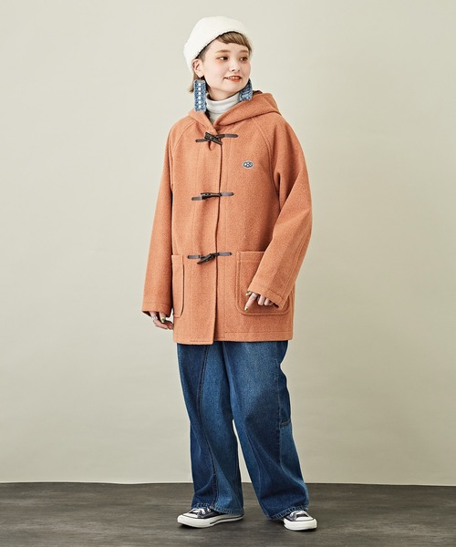 CUBE SUGAR（キューブシュガー）の「無地ウールフィールラグランスリーブフードジャケット（ダッフルコート・レディース・オレンジ/カラフル/ブラウン/グレー系その他/グレイッシュベージュ/ブルー・M）」の11枚目の写真