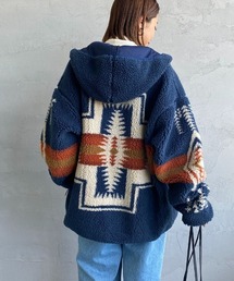 [PENDLETON/ペンドルトン] ネイティブ柄 ボアフリースフードジャケット