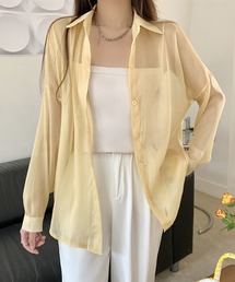 Jasmine Grandiflorum | 【Jasmine】パステルカラーシアー素材シースルー長袖シャツ (SS)(シャツ/ブラウス)