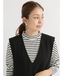 Lugnoncure | リブボーダーハイネックトップス(ニット/セーター)