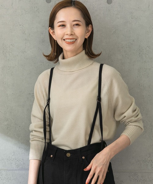 ウォッシャブルホールデザインタートルニット