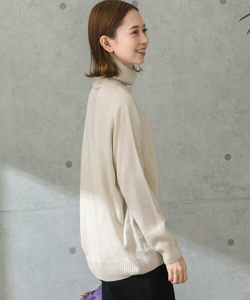 ウォッシャブルホールデザインタートルニット