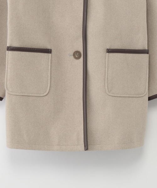 GLOBAL WORK（グローバルワーク）の「パイピングノーカラーコート/295027（ノーカラーコート・キッズ・グレー系その他2/ブラウン系その他4・100cm/110cm/120cm/130cm/140cm/150cm/160cm）」の5枚目の写真