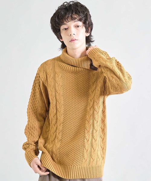 UNION STATION（ユニオンステーション）の「ドクターネックケーブルニット（ニット/セーター・メンズ・ホワイト/ブラック/ブラウン/ブルー/ボルドー/グレー/マスタード・LL/M/L）」の6枚目の写真