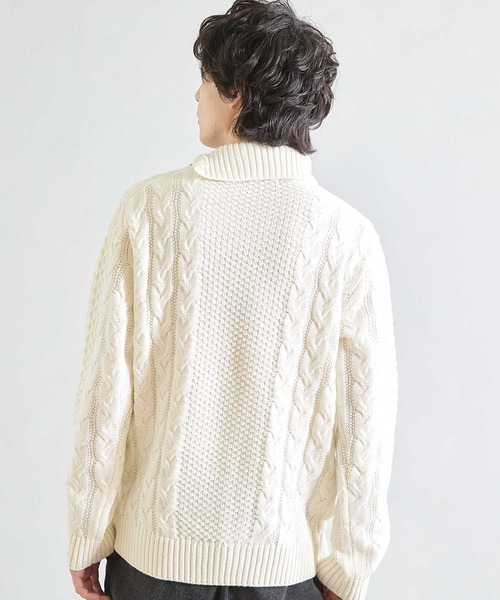 UNION STATION（ユニオンステーション）の「ドクターネックケーブルニット（ニット/セーター・メンズ・ホワイト/ブラック/ブラウン/ブルー/ボルドー/グレー/マスタード・LL/M/L）」の10枚目の写真