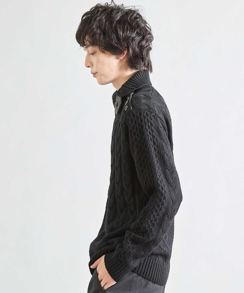 UNION STATION（ユニオンステーション）の「ドクターネックケーブルニット（ニット/セーター・メンズ・ホワイト/ブラック/ブラウン/ブルー/ボルドー/グレー/マスタード・LL/M/L）」の14枚目の写真