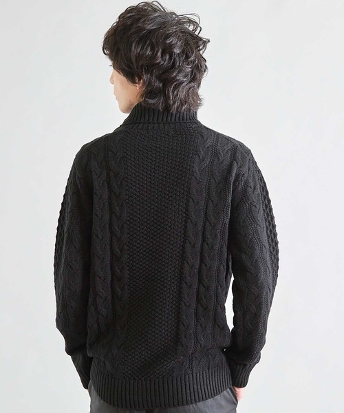 UNION STATION（ユニオンステーション）の「ドクターネックケーブルニット（ニット/セーター・メンズ・ホワイト/ブラック/ブラウン/ブルー/ボルドー/グレー/マスタード・LL/M/L）」の15枚目の写真