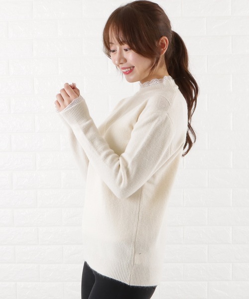 Lace Ladies(レースレディース)の「レースモックネックニットプルオーバー(ニット/セーター・レディース・ブラック/モカ/ベージュ/ネイビー・FREE)」の20枚目の写真