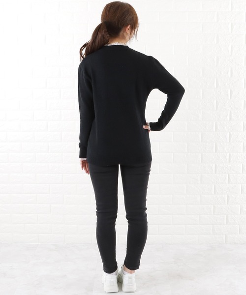 Lace Ladies(レースレディース)の「レースモックネックニットプルオーバー(ニット/セーター・レディース・ブラック/モカ/ベージュ/ネイビー・FREE)」の6枚目の写真