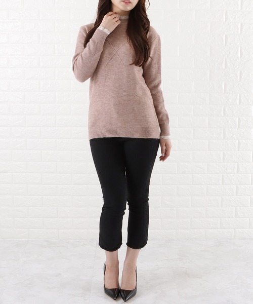 Lace Ladies(レースレディース)の「レースモックネックニットプルオーバー(ニット/セーター・レディース・ブラック/モカ/ベージュ/ネイビー・FREE)」の15枚目の写真