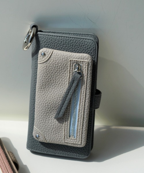 A SCENE（エーシーン）の「A SCENE/エーシーン/【別注】B&C Flip pocket multi case/M（スマホケース/カバー・レディース・グレー/ピンク・MEDIUM）」の2枚目の写真