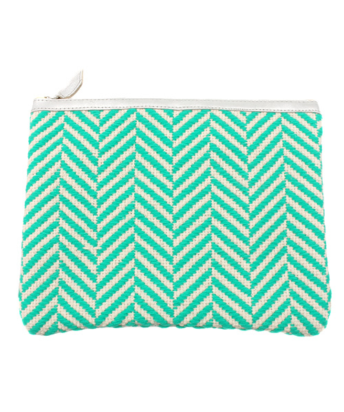 ROSE BUD（ローズバッド）の「(COSMIQUE GLOBAL)CB-13-1188 HERRINGBONE CLUTCH（クラッチバッグ・レディース・グレー/グリーン/オレンジ・ONE SIZE）」の2枚目の写真