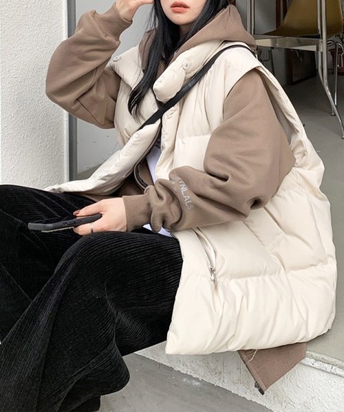 AsRiRe(アスリレイ)の「【AsRiRe】スタンドネック 中綿ベスト(ダウンベスト・レディース・ブラック/アイボリー/グレー・M)」の21枚目の写真