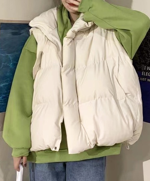 AsRiRe(アスリレイ)の「【AsRiRe】スタンドネック 中綿ベスト(ダウンベスト・レディース・ブラック/アイボリー/グレー・M)」の5枚目の写真