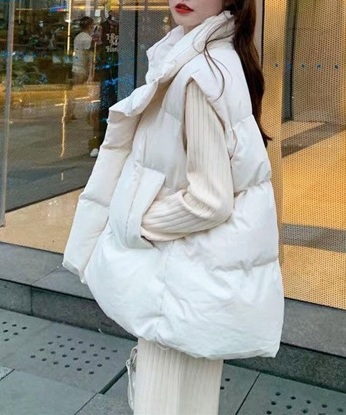 AsRiRe(アスリレイ)の「【AsRiRe】スタンドネック 中綿ベスト(ダウンベスト・レディース・ブラック/アイボリー/グレー・M)」の9枚目の写真