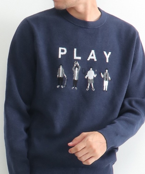 ikka(イッカ)の「【洗濯機で洗える】Wジャガードニット-PLAY(ニット/セーター・メンズ・グレー/ネイビー・S/L/M/XL)」の2枚目の写真