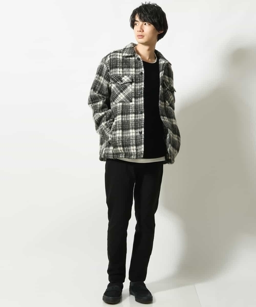 a.v.v（アーヴェヴェ）の「シャギーチェックCPOジャケット（その他アウター・メンズ・ベージュ/ブラック・48/46）」の3枚目の写真