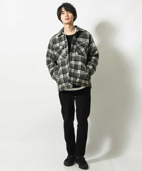 a.v.v（アーヴェヴェ）の「シャギーチェックCPOジャケット（その他アウター・メンズ・ベージュ/ブラック・48/46）」の4枚目の写真