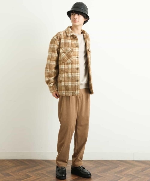 a.v.v（アーヴェヴェ）の「シャギーチェックCPOジャケット（その他アウター・メンズ・ベージュ/ブラック・48/46）」の6枚目の写真