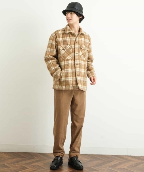 a.v.v（アーヴェヴェ）の「シャギーチェックCPOジャケット（その他アウター・メンズ・ベージュ/ブラック・48/46）」の9枚目の写真